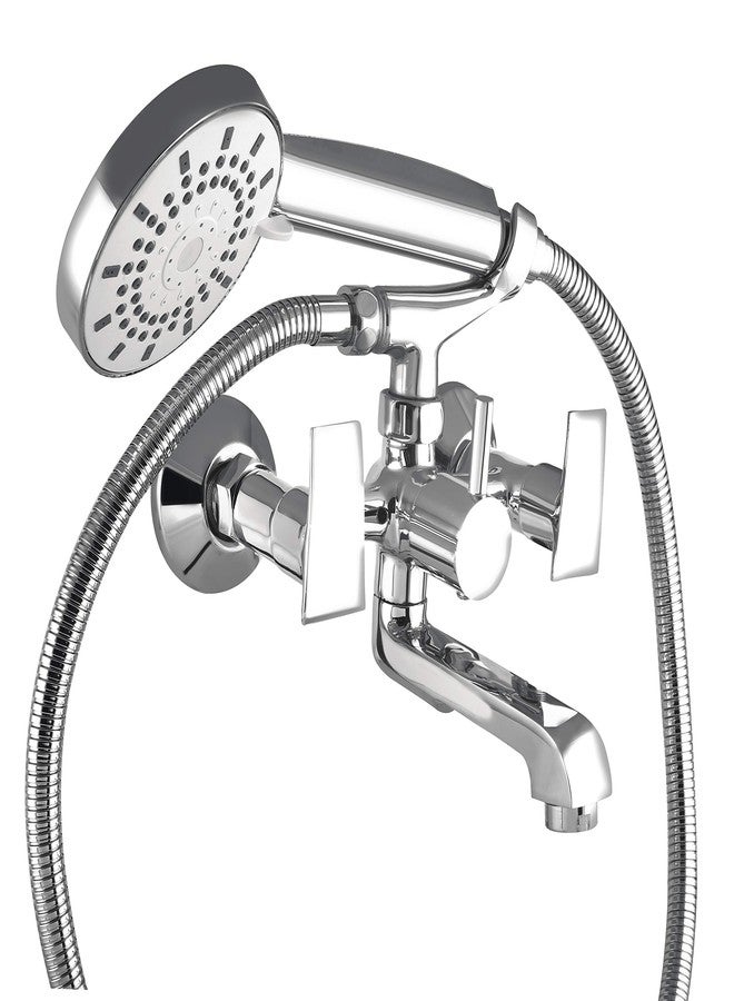 10X Brass Wall Mixer 2 in 1 for Bathroom WM-7372 with Crutch & Hand Shower with 1 Meter Tube